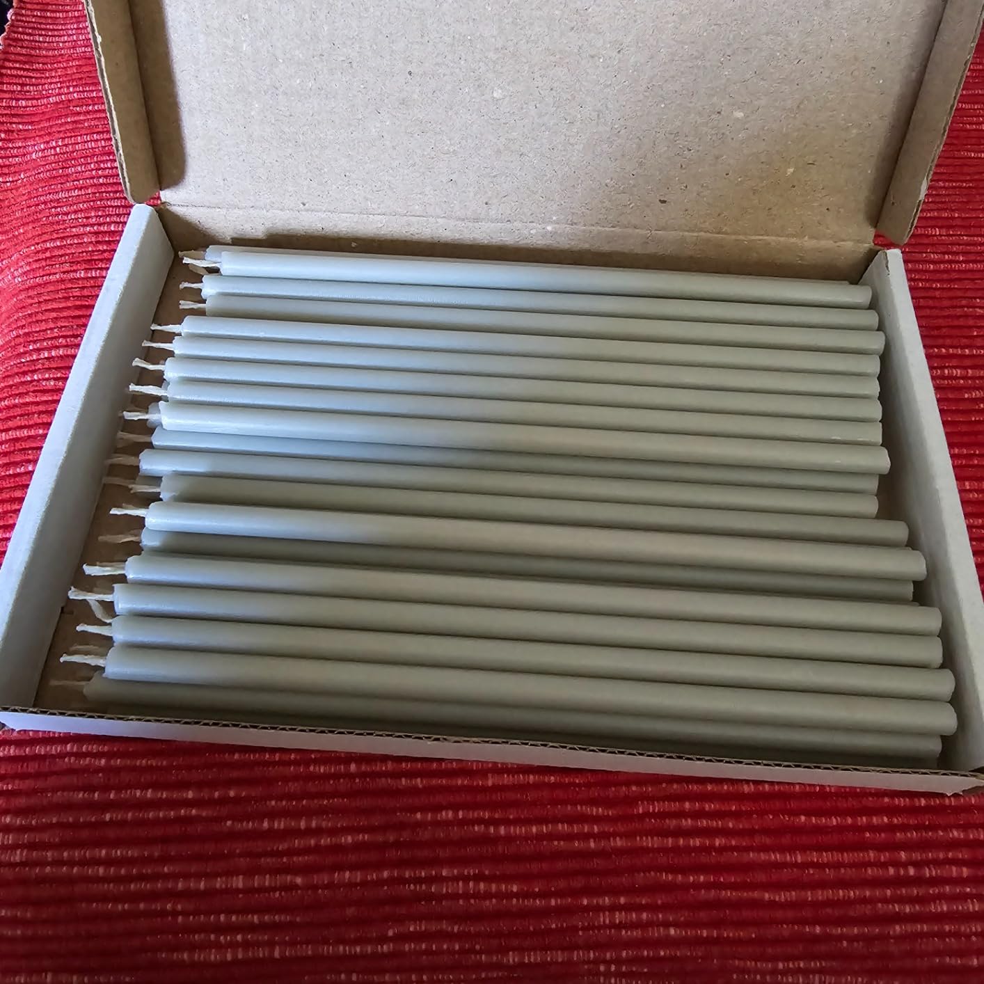 NKlaus Stabkerzen Grau Paraffin Kerzen 50 Stück 16 cm