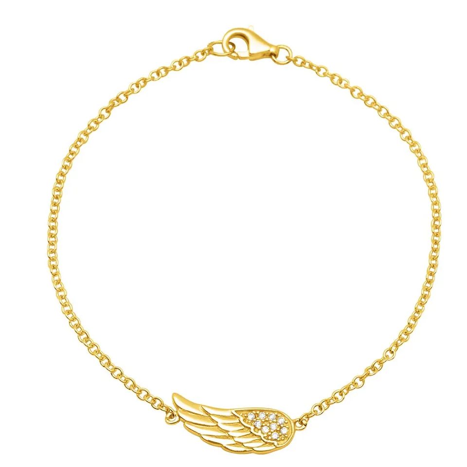 JEWLIX ID-Armband Engelsflügel 925 Silber Gold 19 cm