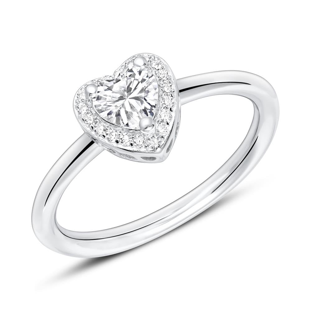 JEWLIX Herzring 925 Silber Zirkonia Ring 56mm