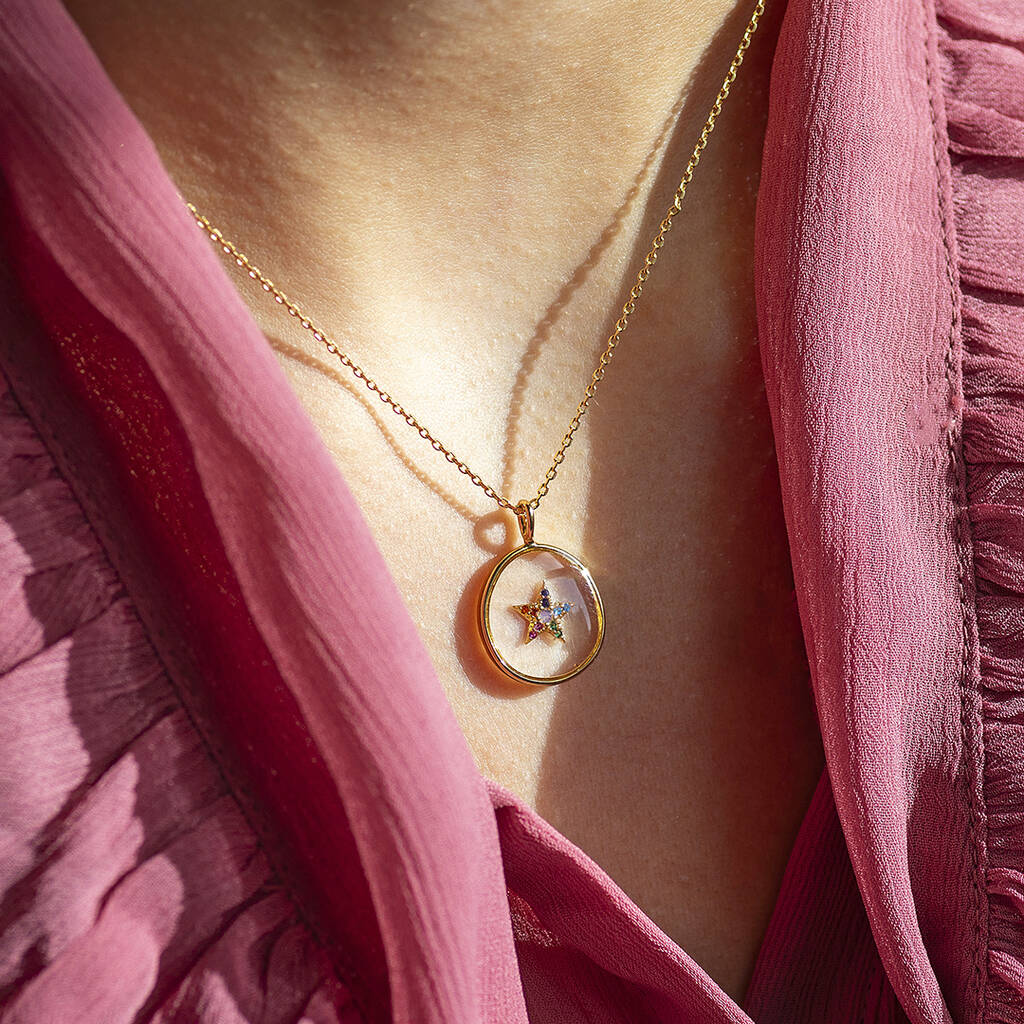 Joy by Corrine Smith Glas Stern Halskette Gold Pavé