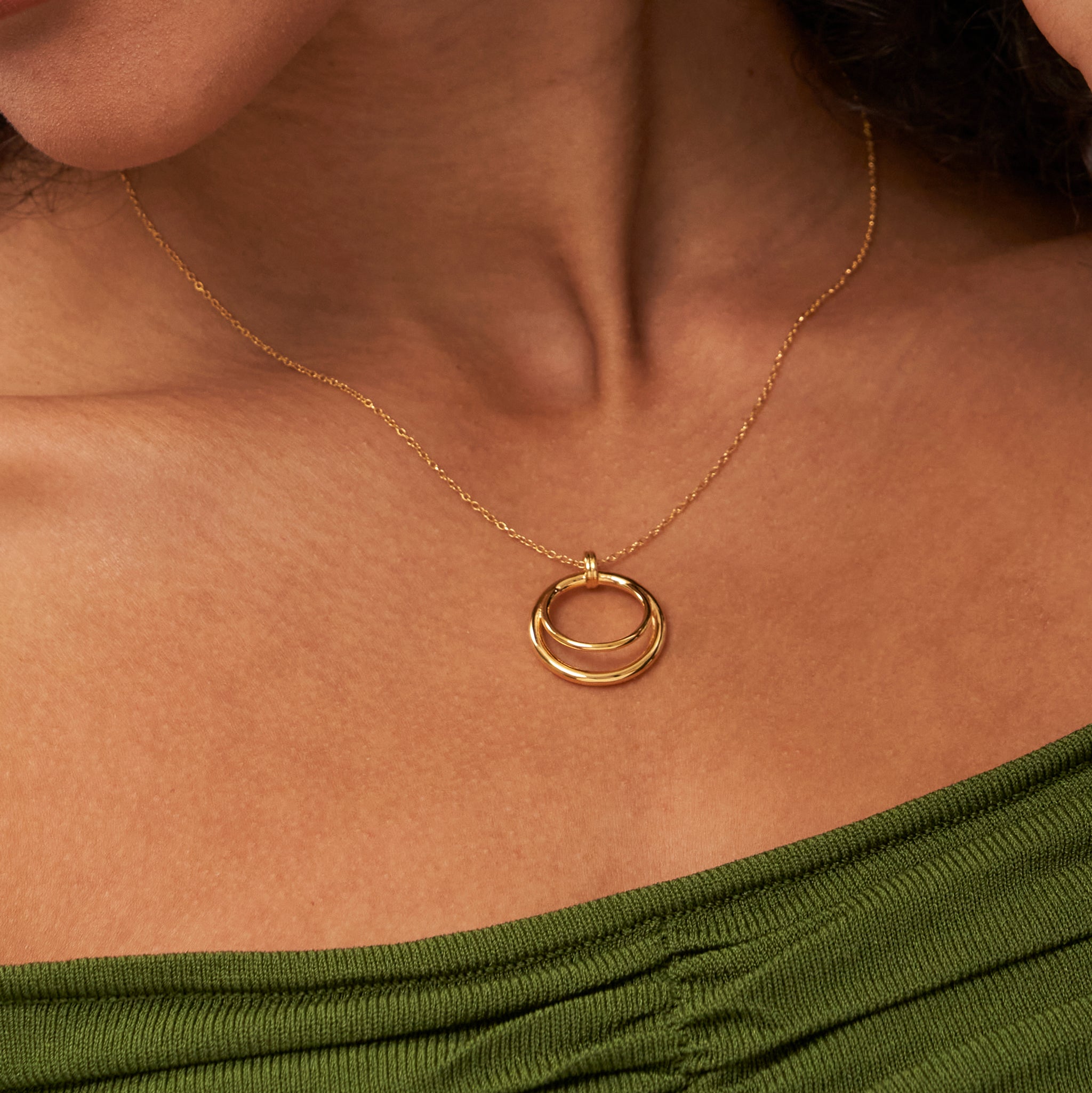 Stilnest Duo Anhänger 585 Gold Massivgold Statement