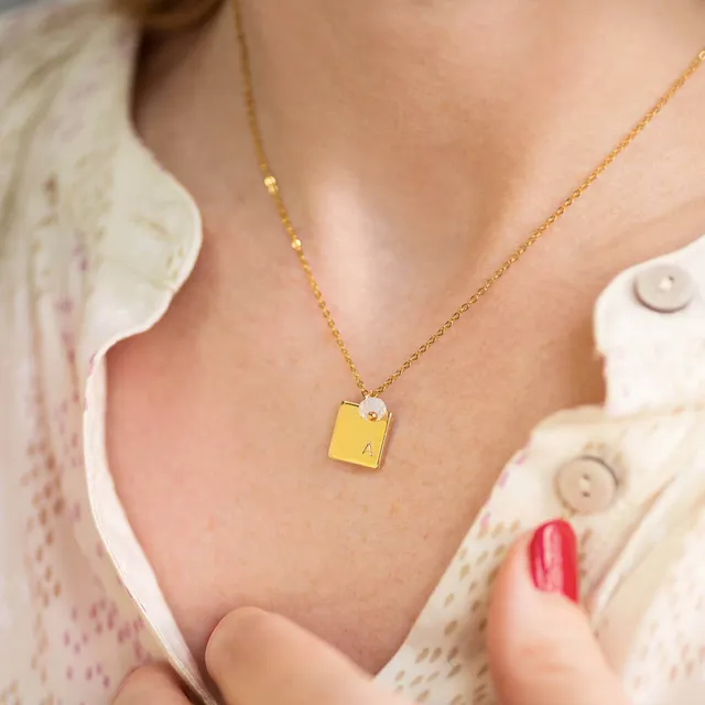 Joy by Corrine Smith Halskette Quadrat Anhänger Gold mit Opal