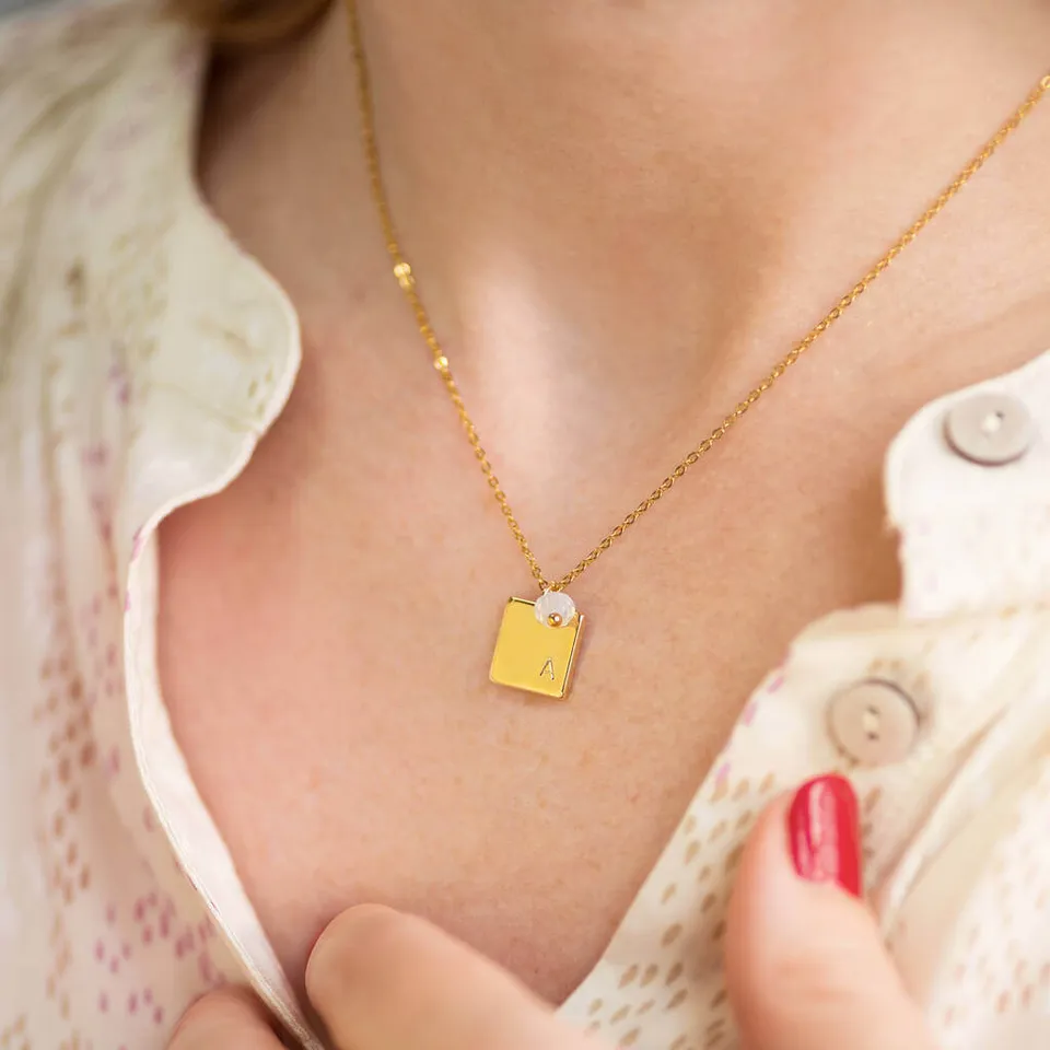 Joy by Corrine Smith Halskette Quadrat Anhänger Gold mit Opal