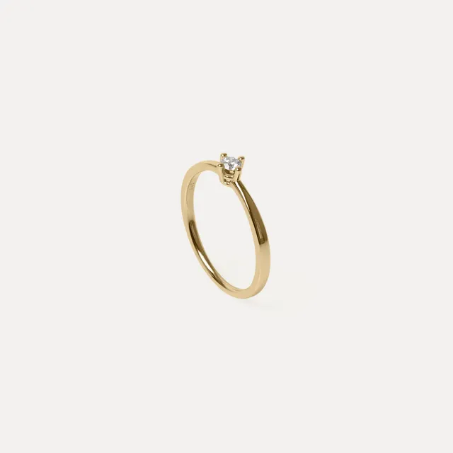 Stilnest Diamant Solitär Engagement Ring 585 Gold Gr. 52