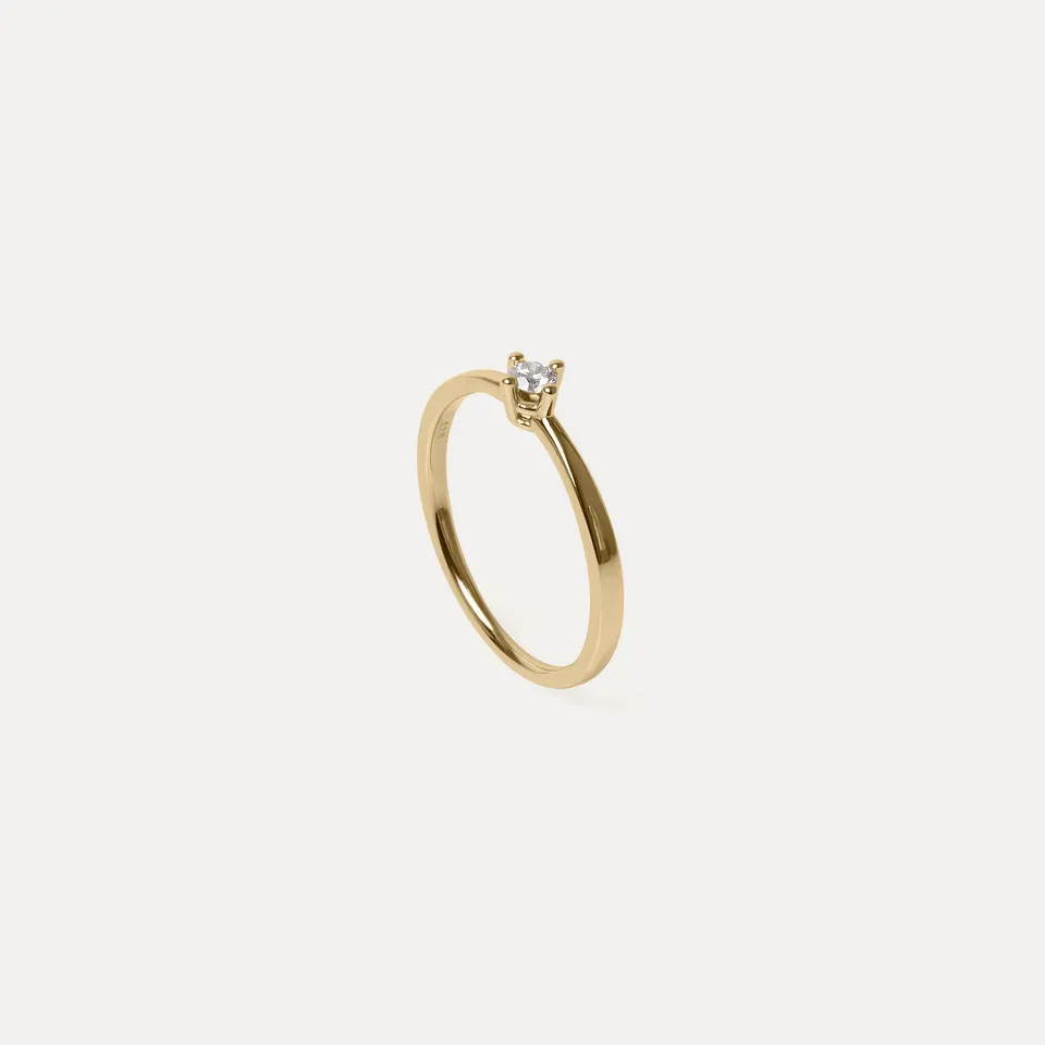Stilnest Diamant Solitär Engagement Ring 585 Gold Gr. 52