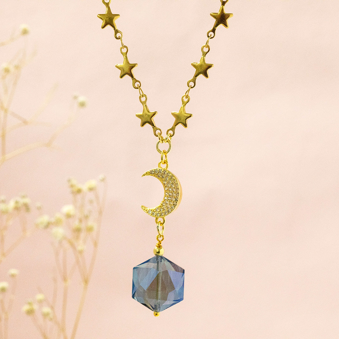 Joy by Corrine Smith Galaxy Halskette Gold Mond Kristall