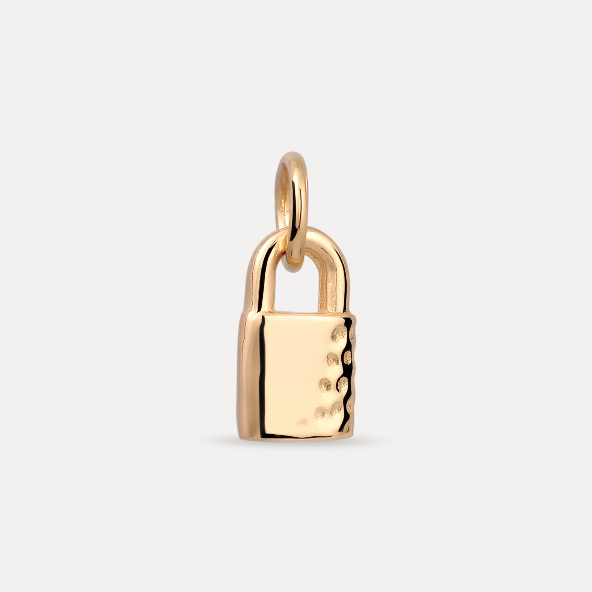Stilnest Tiny Padlock Anhänger 585 Gold Schloss strukturiert