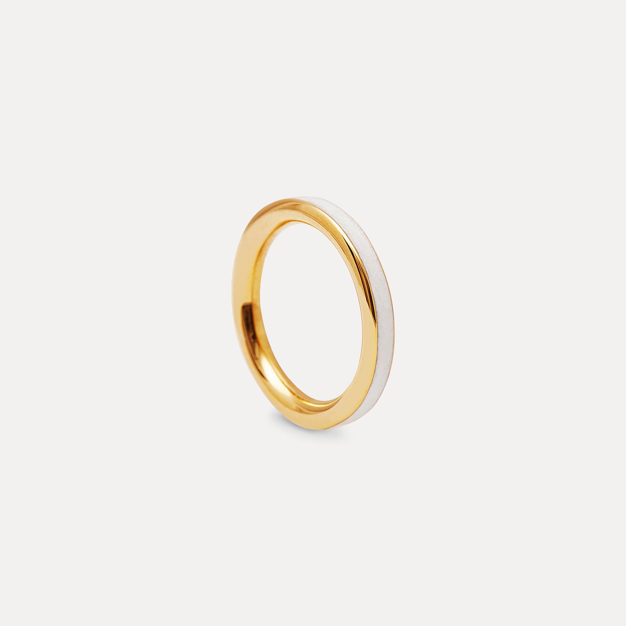 Stilnest Joi De Vivre Perlenweiß Enamel Ring 24k Gold Gr 52