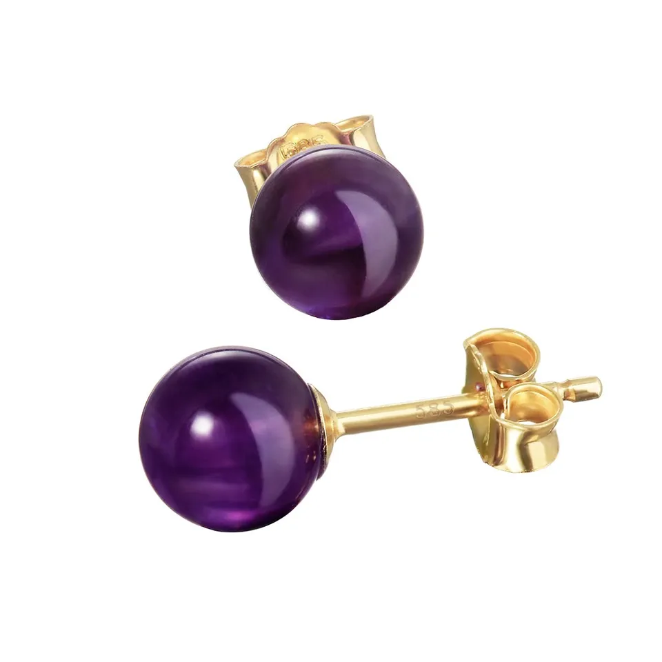 NKlaus Jewellery Ohrstecker Gold 585 Kugel 6mm Gelbgold Paar