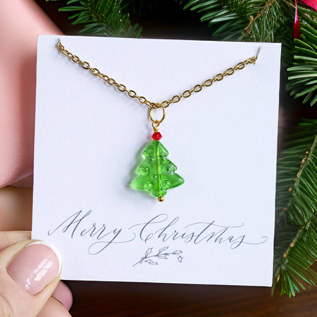 JOY by Corrine Smith Green Bubble Glass Tree Halskette Gold