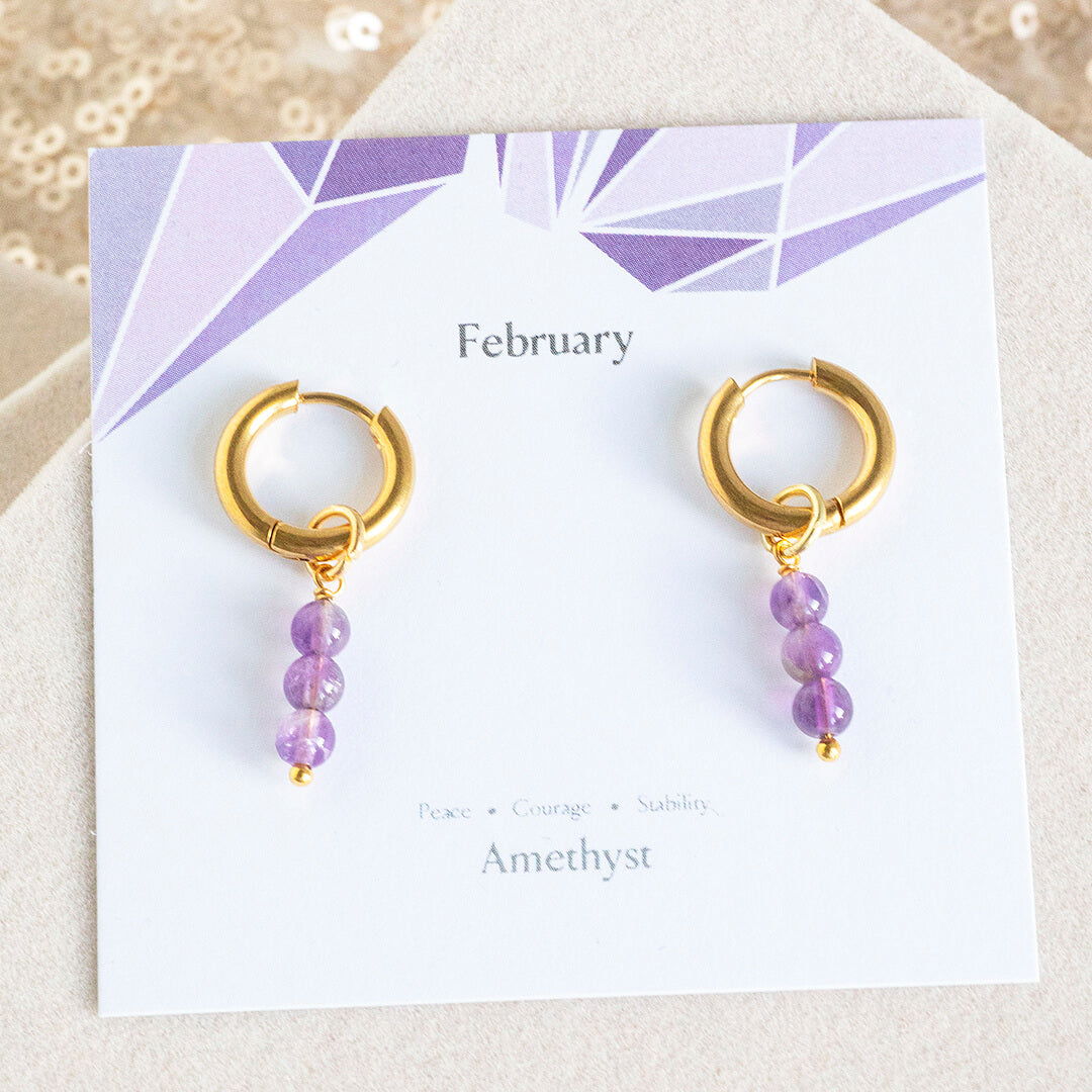 Joy by Corrine Smith Amethyst Creolen Gold Februar Geburtsstein