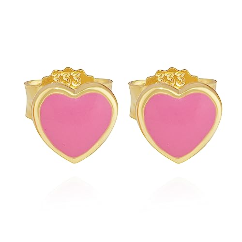 NKlaus Jewellery Ohrstecker Herz 333 Gelbgold Zirkonia