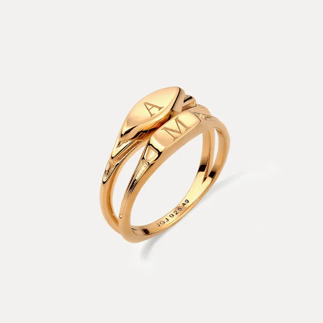 Stilnest Engravable Double Ring Gold Vermeil Siegelring Gr 52