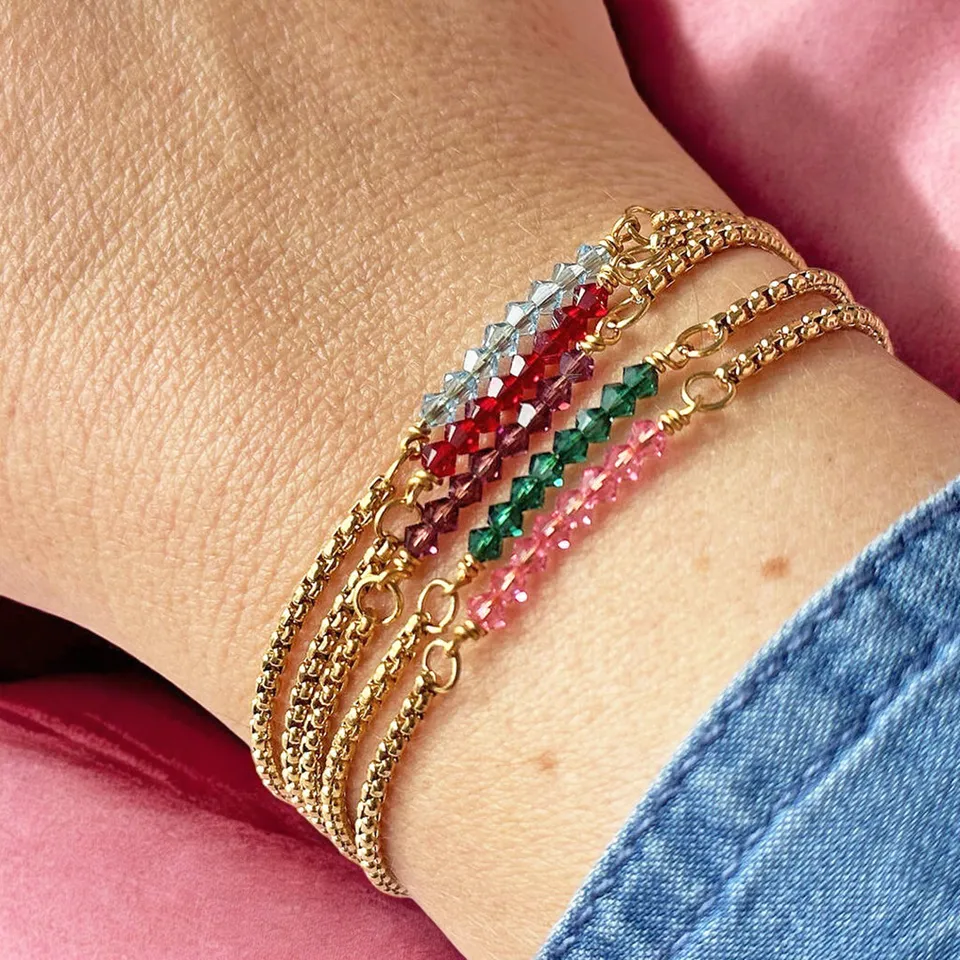 Joy by Corrine Smith Tiny Birthstone Bar Armband Gold
