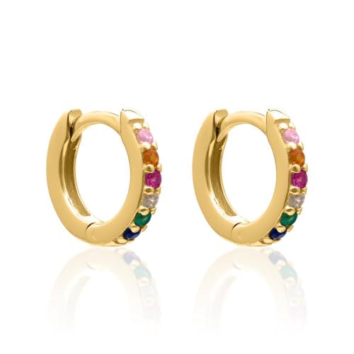 JEWLIX Creolen 925 Silber Gold Zirkonia bunt