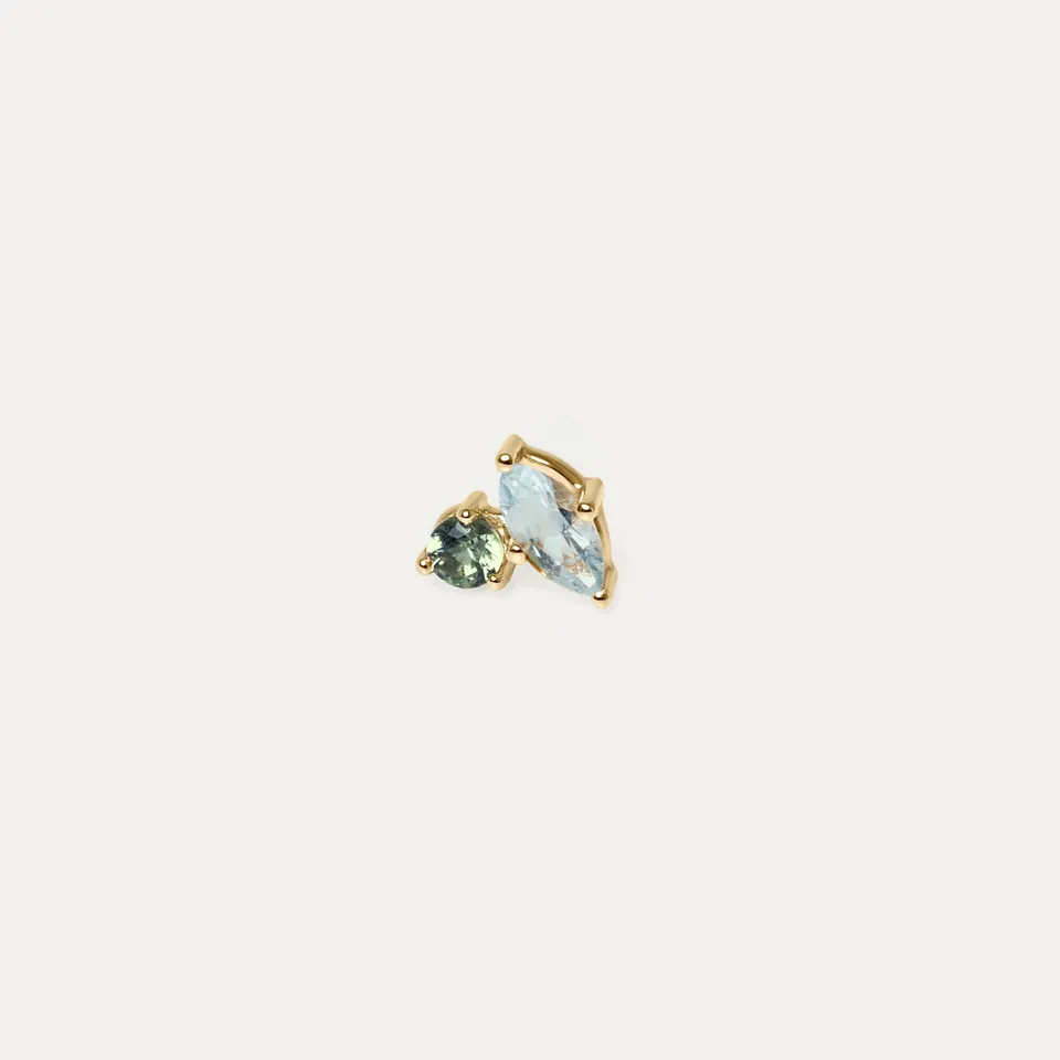 Stilnest Joy Ohrstecker Aquamarin Saphir 585 Gold Single rechts