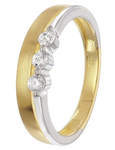 trendor 28072 Damenring 50 Bicolor Zirkonia 925 Silber