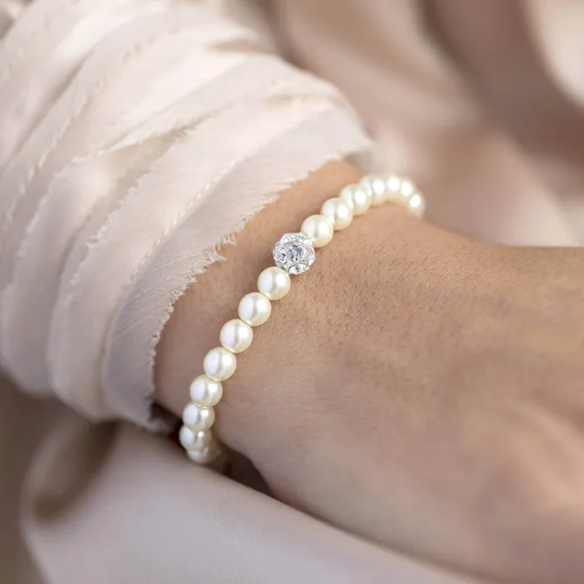 Joy by Corrine Smith Glitter Ball Armband Perle Silber