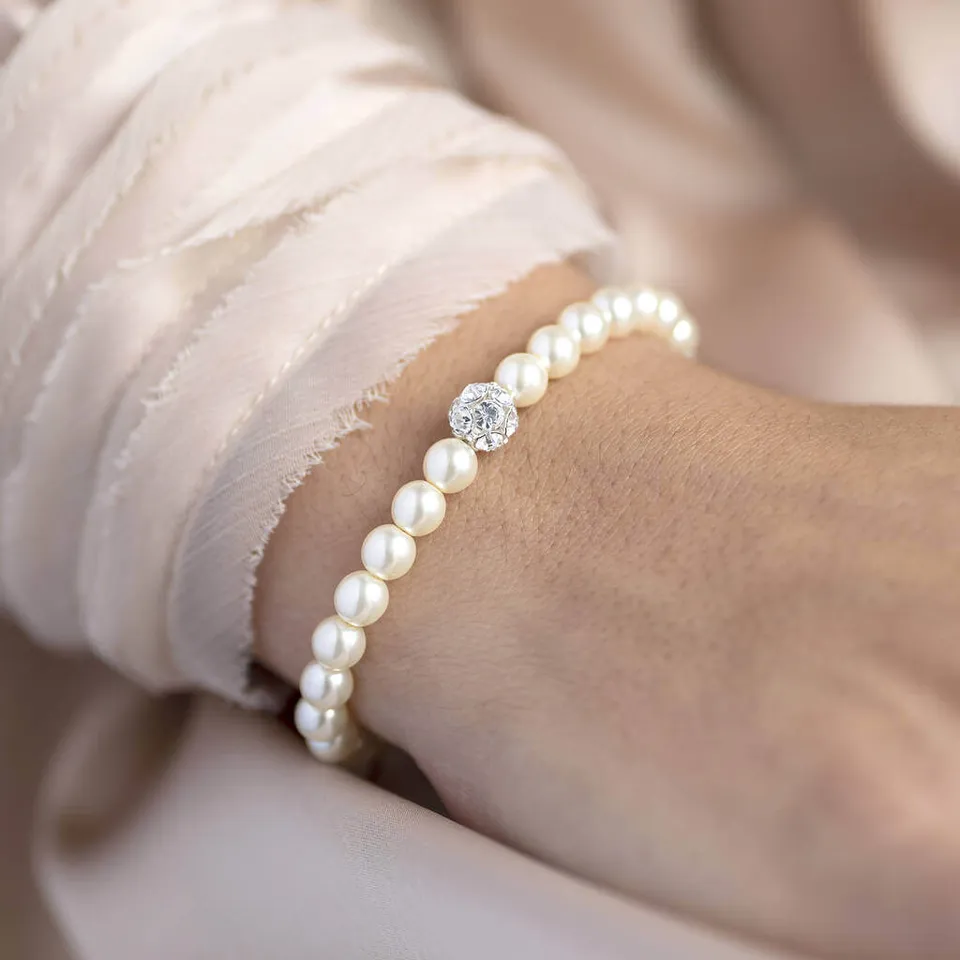 Joy by Corrine Smith Glitter Ball Armband Perle Silber