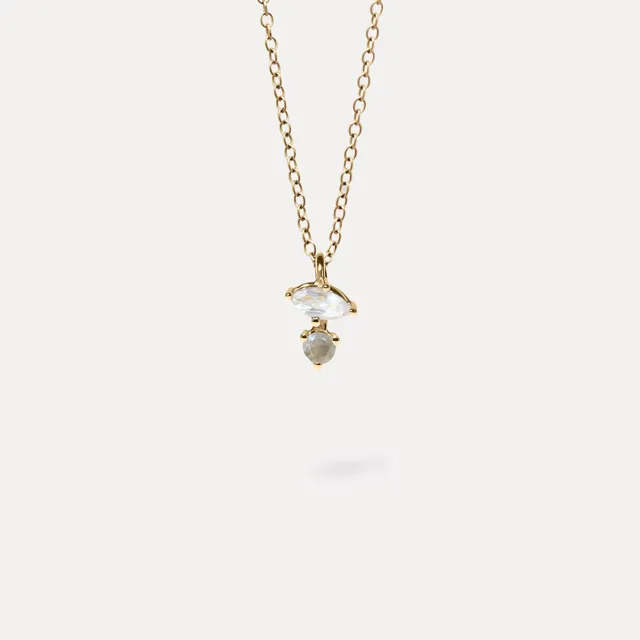 Stilnest Joy Mondstein Kette 585 Gold 45cm Grau
