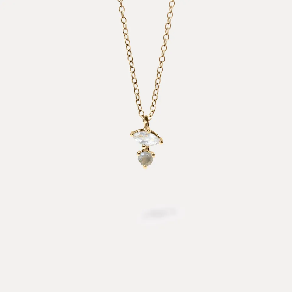 Stilnest Joy Mondstein Kette 585 Gold 45cm Grau