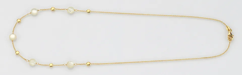 Eugen Rühle Colliers Collier Perlmutt Goldlinsen 585 Gelbgold