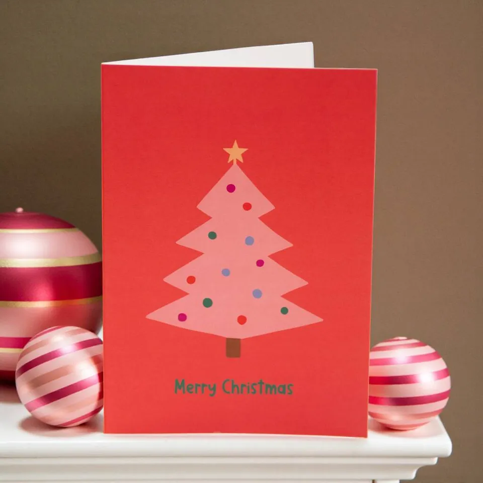 Joy by Corrine Smith Prints Cards Weihnachtskarte Rosa A6