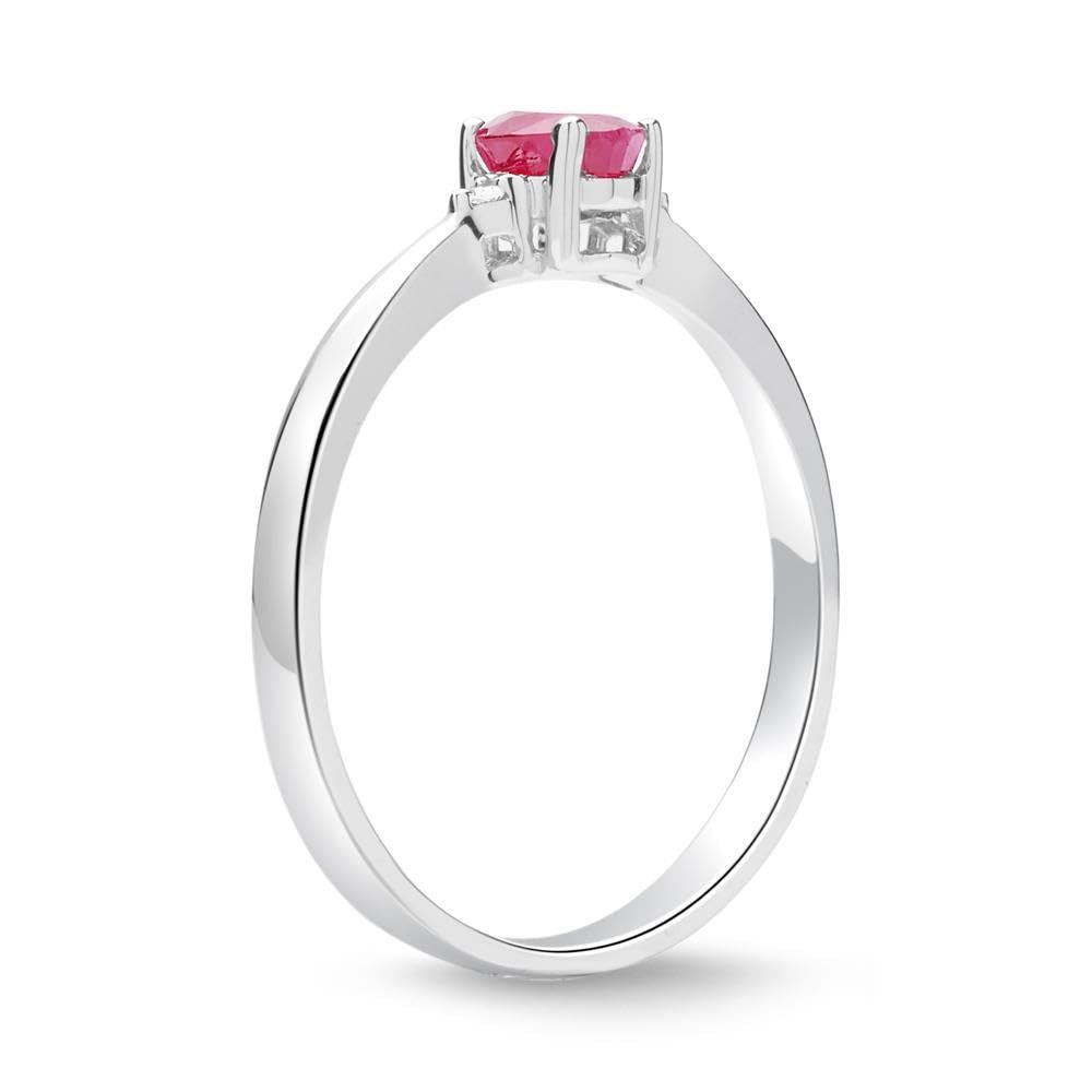 JEWLIX Ring 14K Weißgold mit 2 Diamanten und Rubin Gr.50