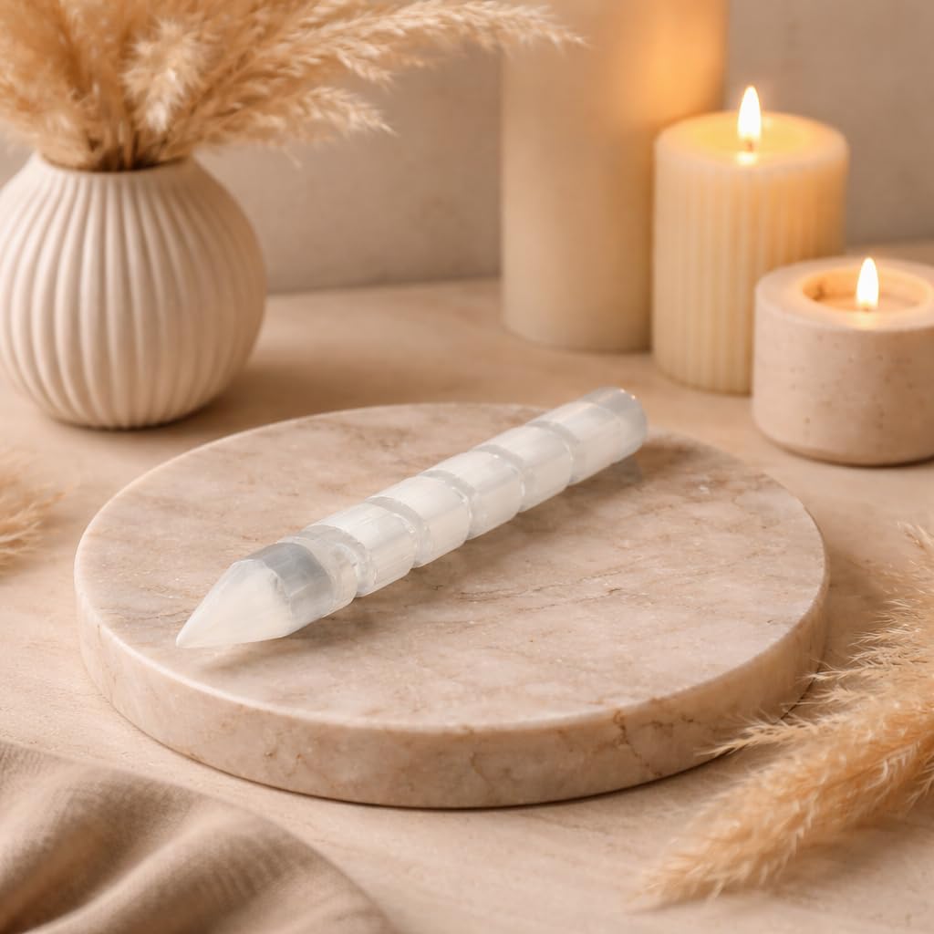 NKlaus Healing Crystals Selenit Spiral-Massagestab 15cm 1 Stück