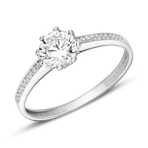 JEWLIX Verlobungsring Weißgold 375 Zirkonia Gr. 56
