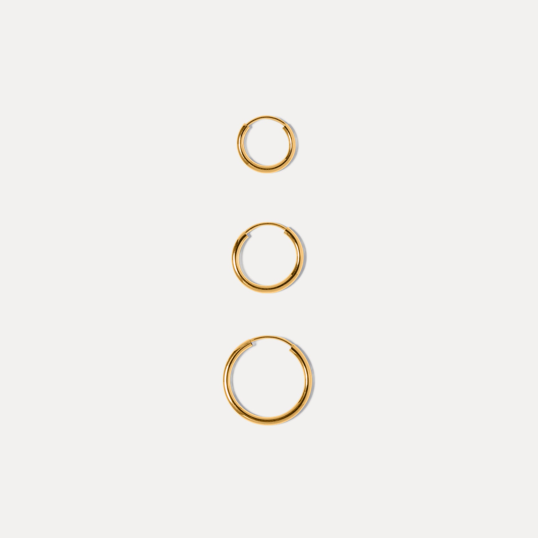 Stilnest Basic Trio Creolen Ohrringe Single 24k Gold Vermeil