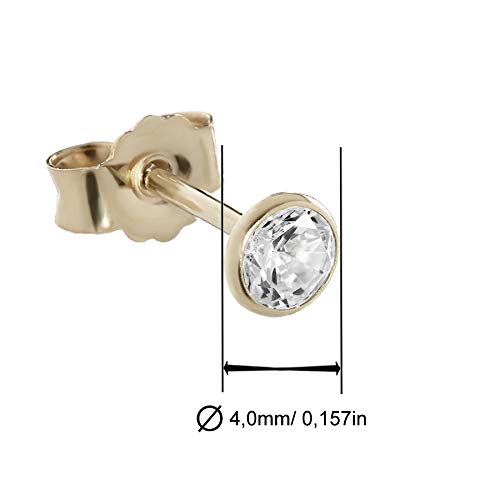 NKlaus Ohrstecker Paar 750 Gelbgold Zirkonia 4 mm