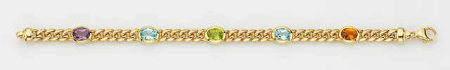 Eugen Rühle Armbänder Panzer Armband Gold 585 5 Farbsteine