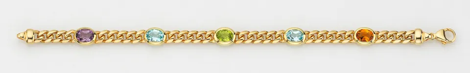Eugen Rühle Armbänder Panzer Armband Gold 585 5 Farbsteine