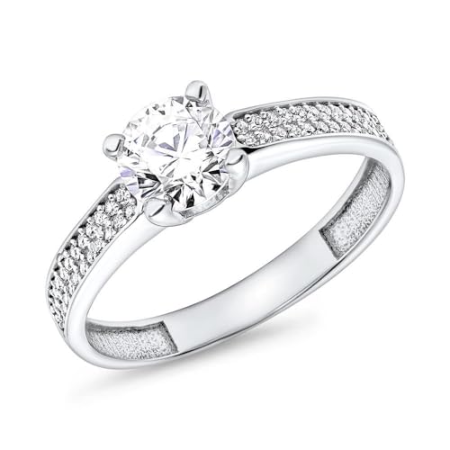 JEWLIX 375 Weißgold Verlobungsring Zirkonia Ring Echtgold
