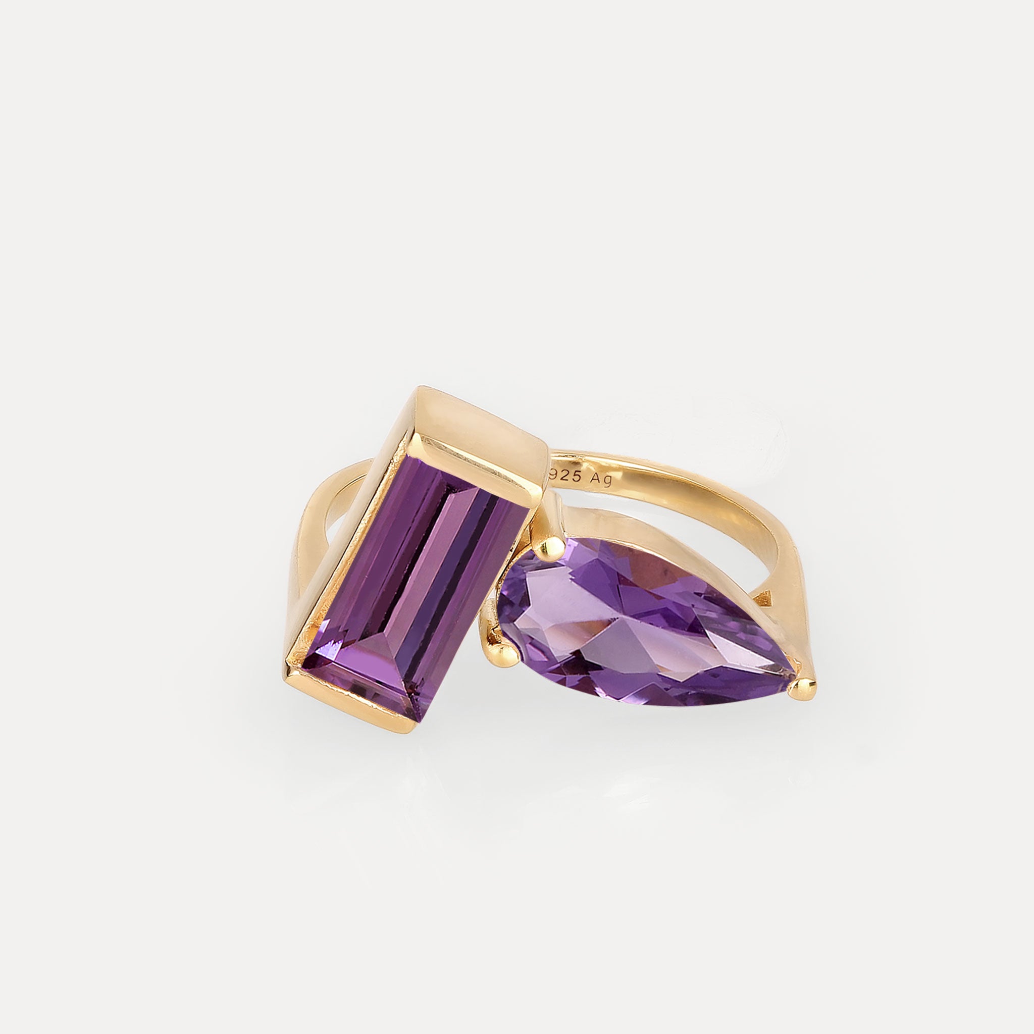 Stilnest Balance Amethyst Ring Gold Vermeil Gr.52 modern