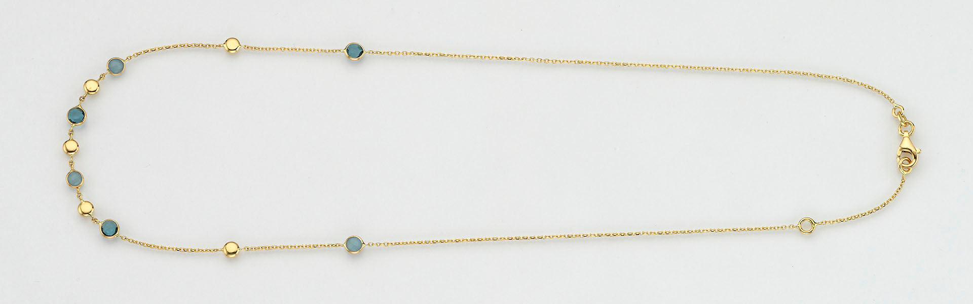 Eugen Rühle Collier Halskette 585 Gelbgold Aquamarin London Blue