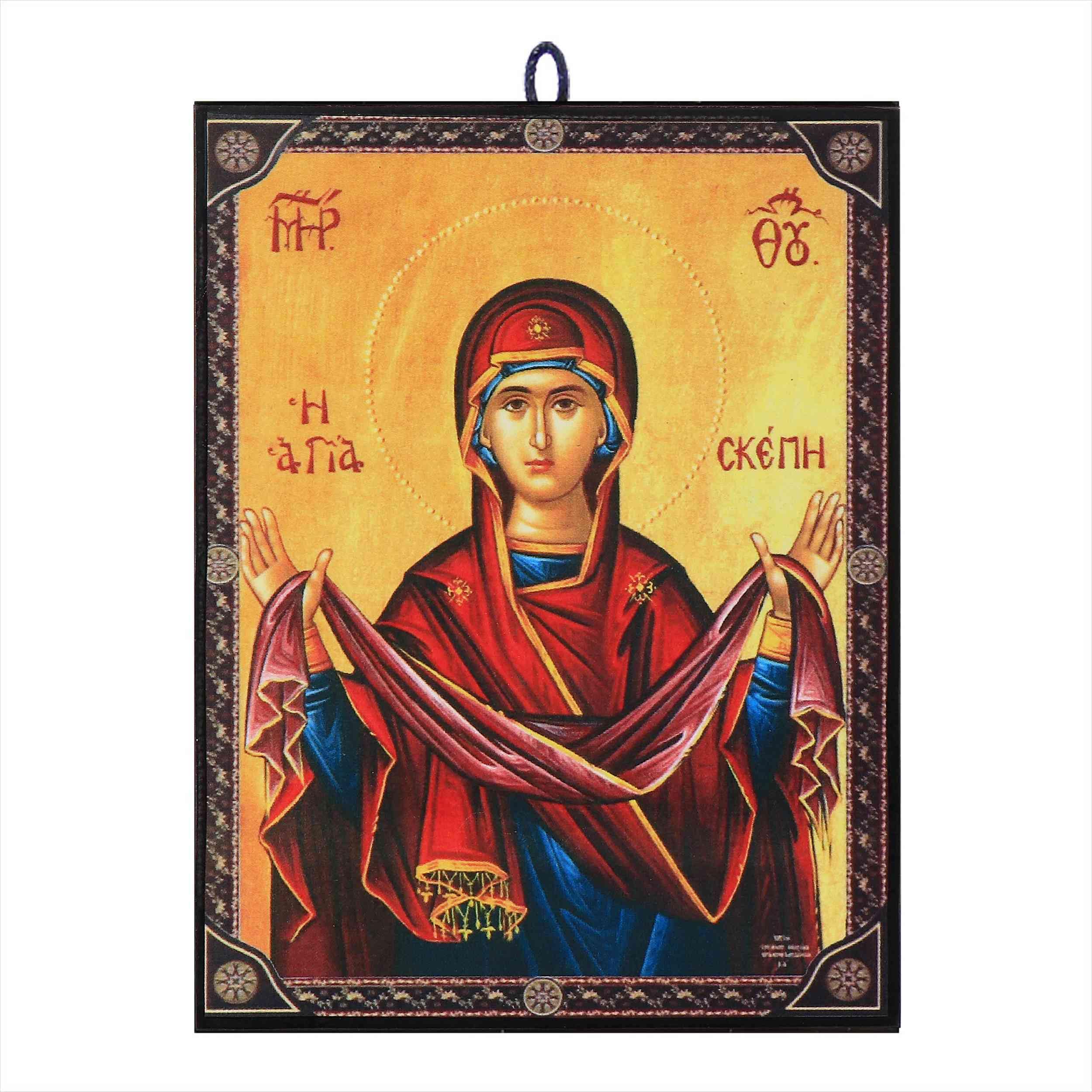 NKlaus Religious Icons Maria Schutz Ikone Holz 9,7x13,5cm