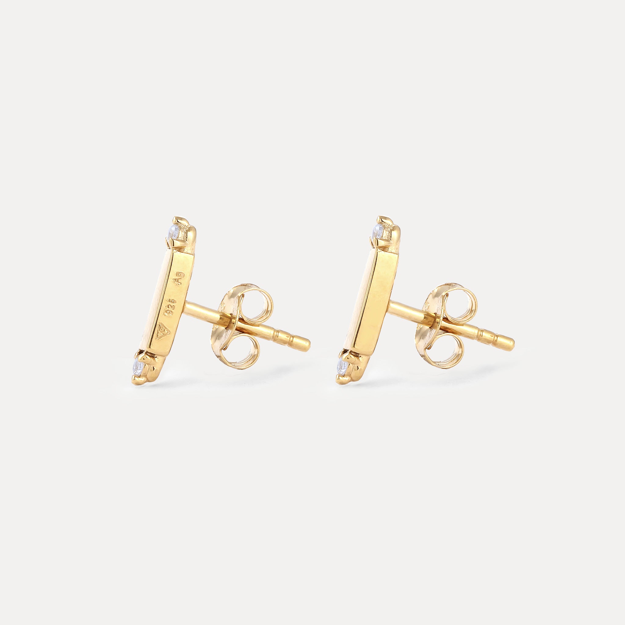 Stilnest Saphir Brick Tag Ohrstecker Ohrringe Gold Vermeil