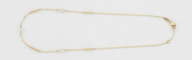 Eugen Rühle Collier Fantasie Halskette Gelbgold 585 Perlen 4 mm