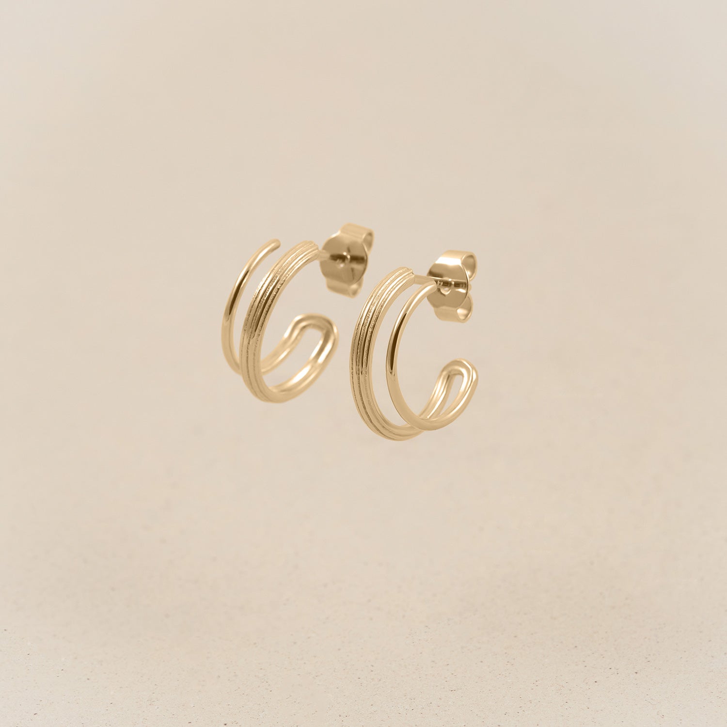 Stilnest Mini Duo Creolen 585 Gold 14k Massivgold