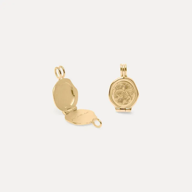 Stilnest Nouveau Flower Seal Medaillon Anhänger 585 Gold