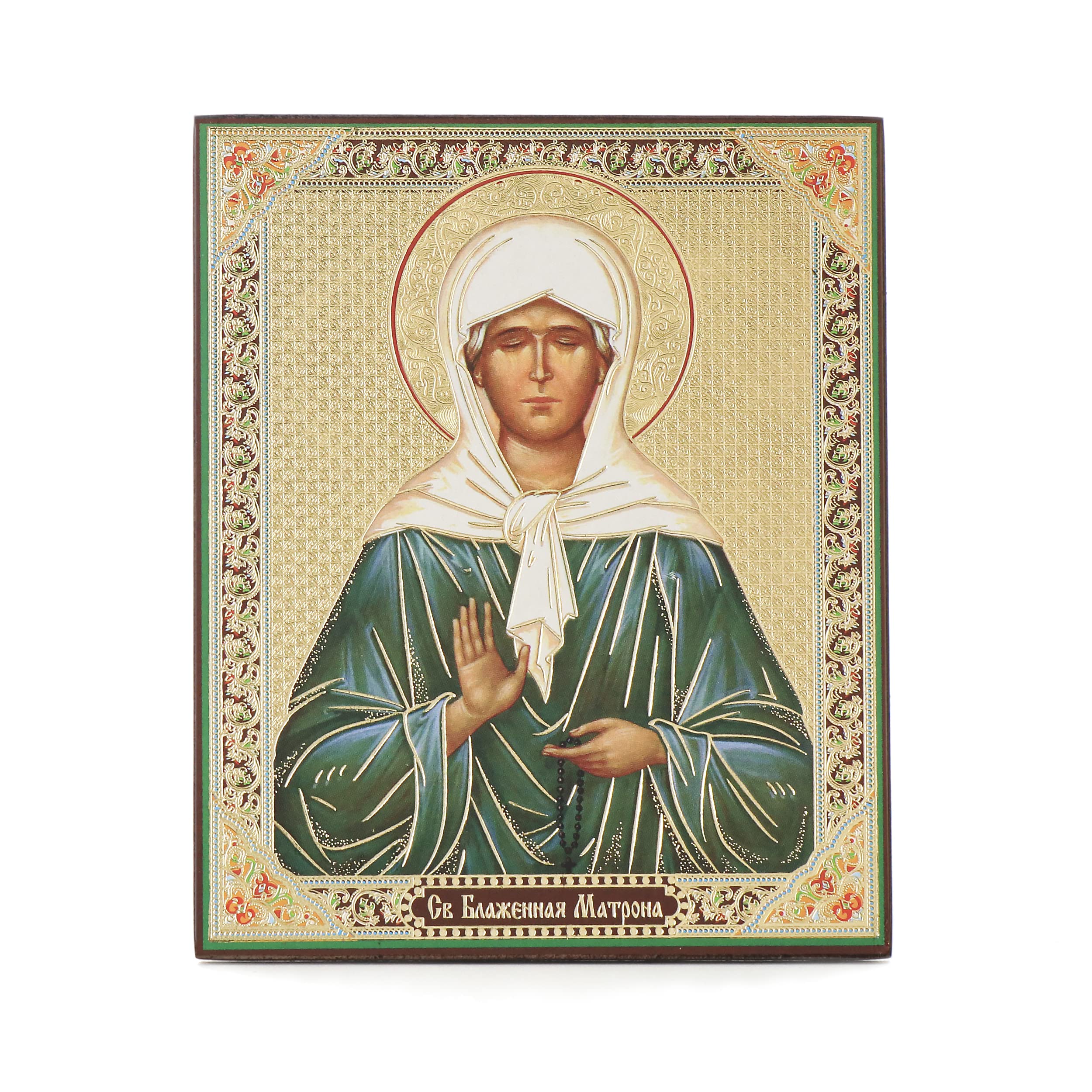 NKlaus Ikone Heilige Matrona Holz orthodox 15x18 cm