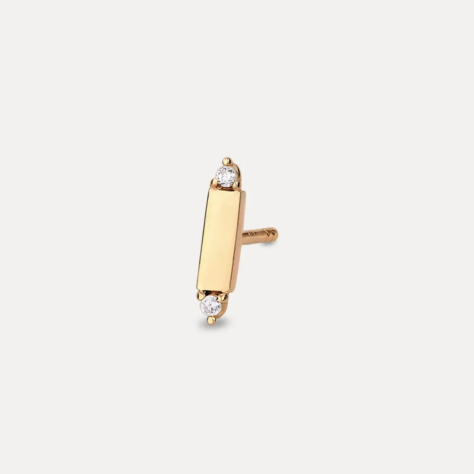 Stilnest Saphir Brick Tag Ohrstecker 585 Gold Single Weiß