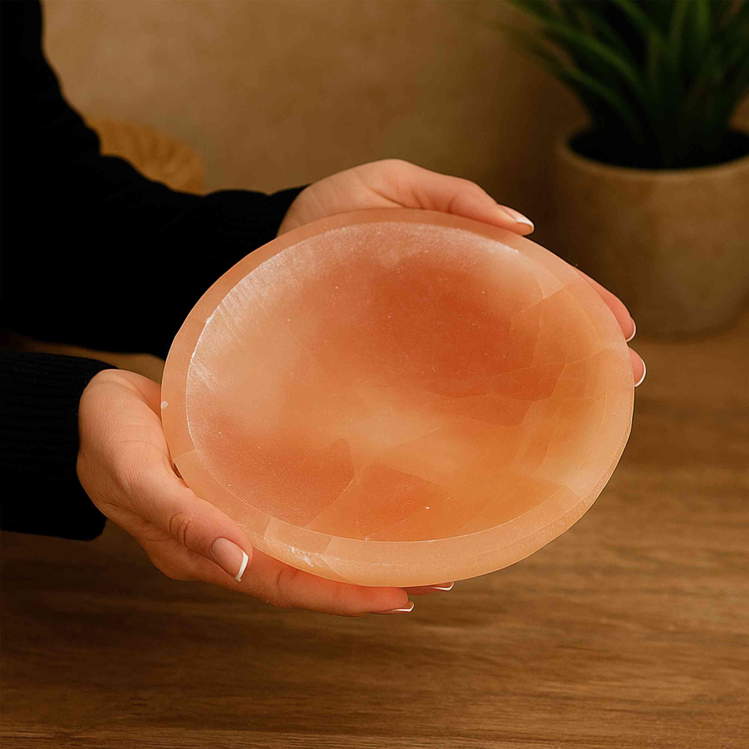NKlaus Healing Crystals Orange Selenit Schale 19 cm Ladeschale