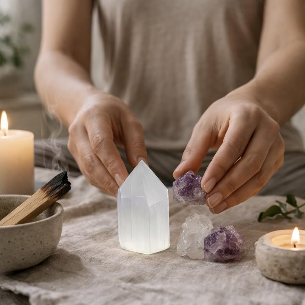 NKlaus Healing Crystals Selenit-Obelisk 6cm Heilstein 1 Stück