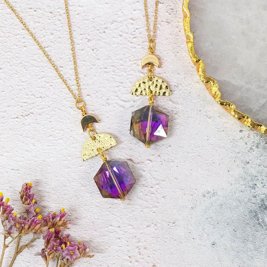 Joy by Corrine Smith Crescent Duo Hex Halskette Gold Lila