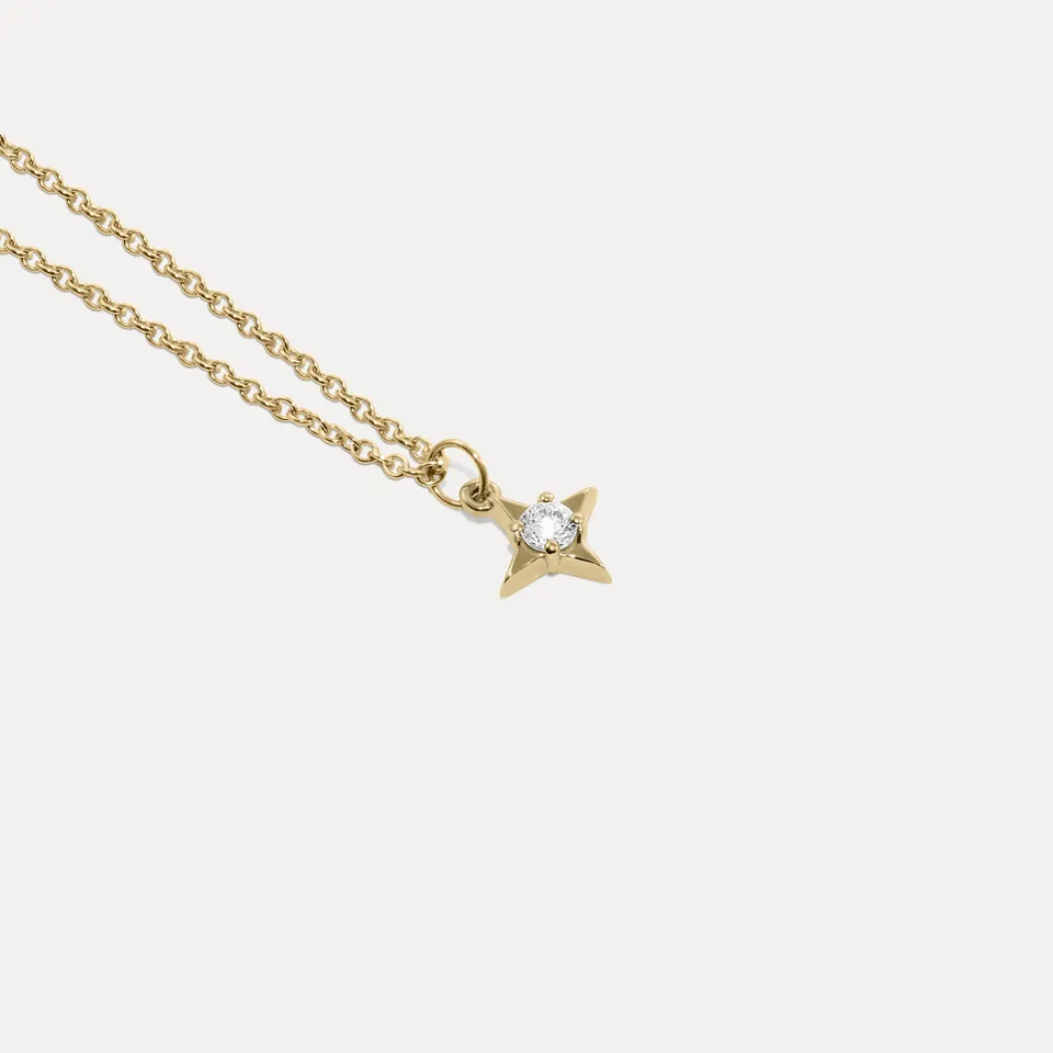 Stilnest Diamant Stella Star Kette 585 Gold 45cm