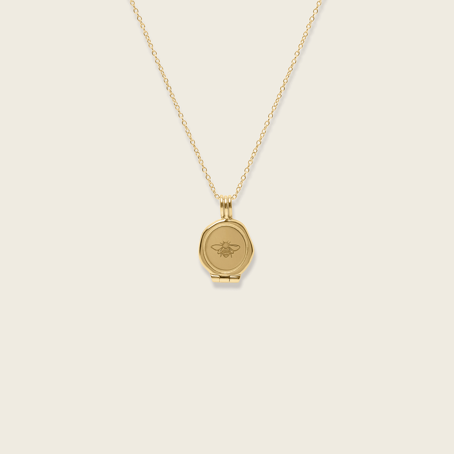 Stilnest Honey Bee Seal Medaillon Kette 585 Gold 45cm