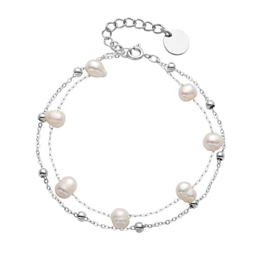 JEWLIX Perlenarmband Armband Edelstahl Silber Süßwasserperle